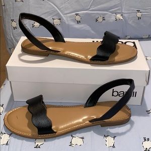Black Two-Strap Sandals